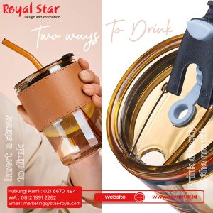 ☕️ Mug with Glass Straw: Elegan, stylish, dan anti bocor! 😍👌